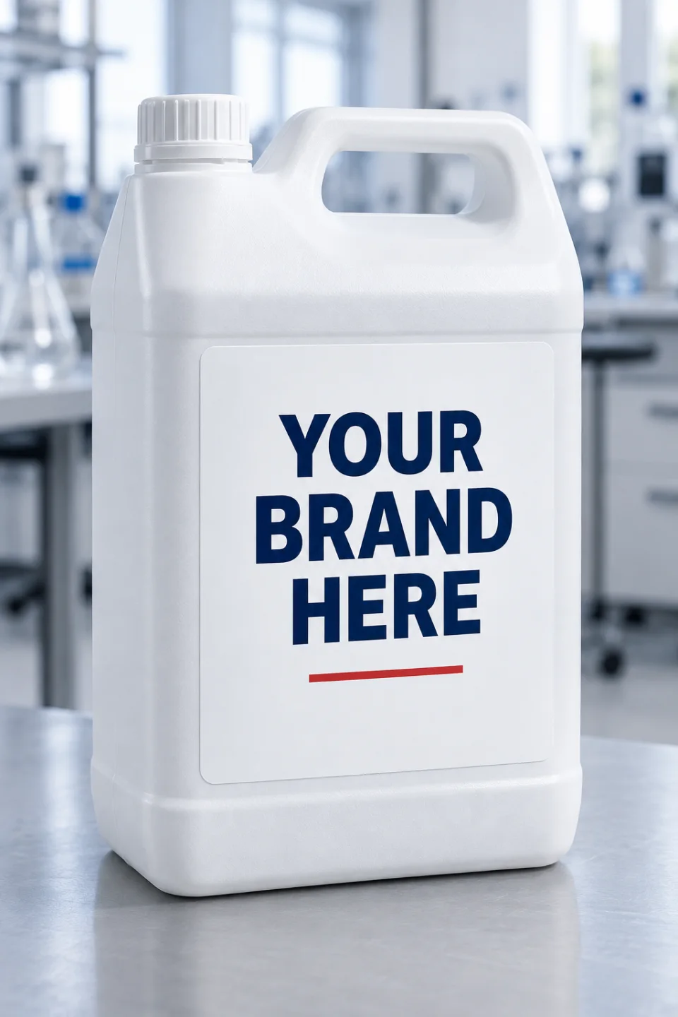 Illustration of a white container with a Your Brand Here label